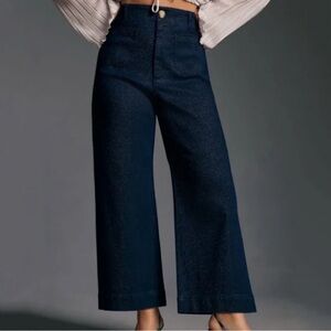 Anthropologie Colette Sparkle Denim Cropped Wide Leg Jeans 28T